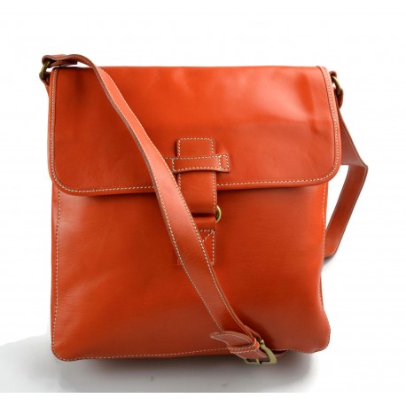 Bolso bandolera de cuero bolso espalda bolso hombre piel bolso de cuero naranja