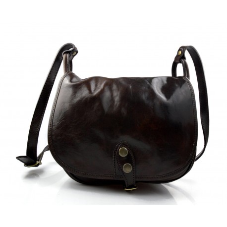 Bolsa de cuero de mujer marron oscuro made in Italy bandolera bolso de espalda bolso de piel