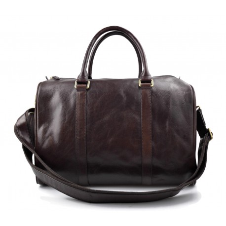 Bolsa de viaje bolsa cabina cuero bolso hombres mujeres marròn oscuro