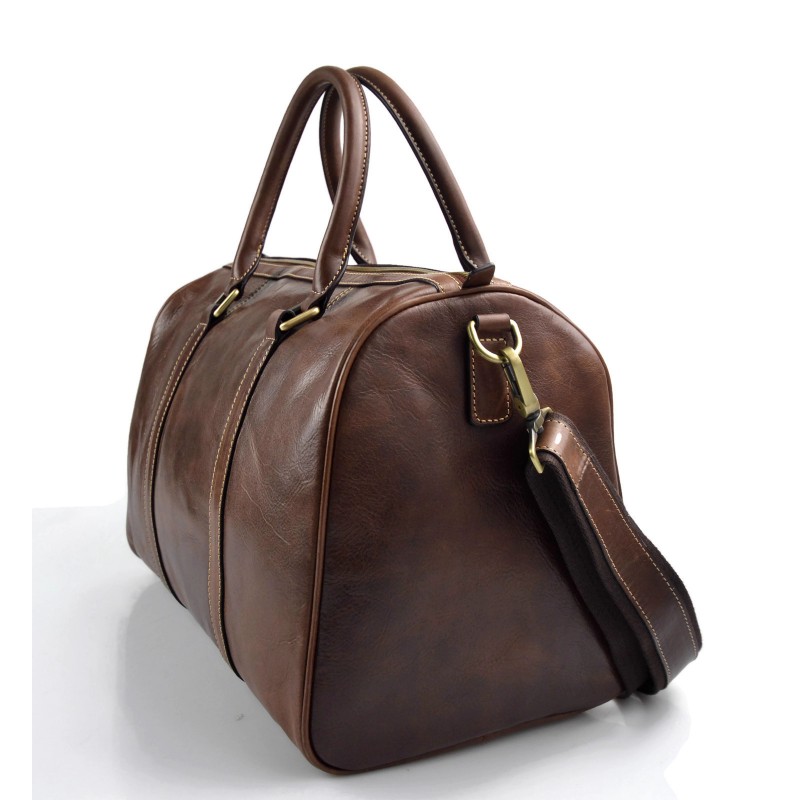 Brown duffle bag leather small duffle genuine leather travel bag