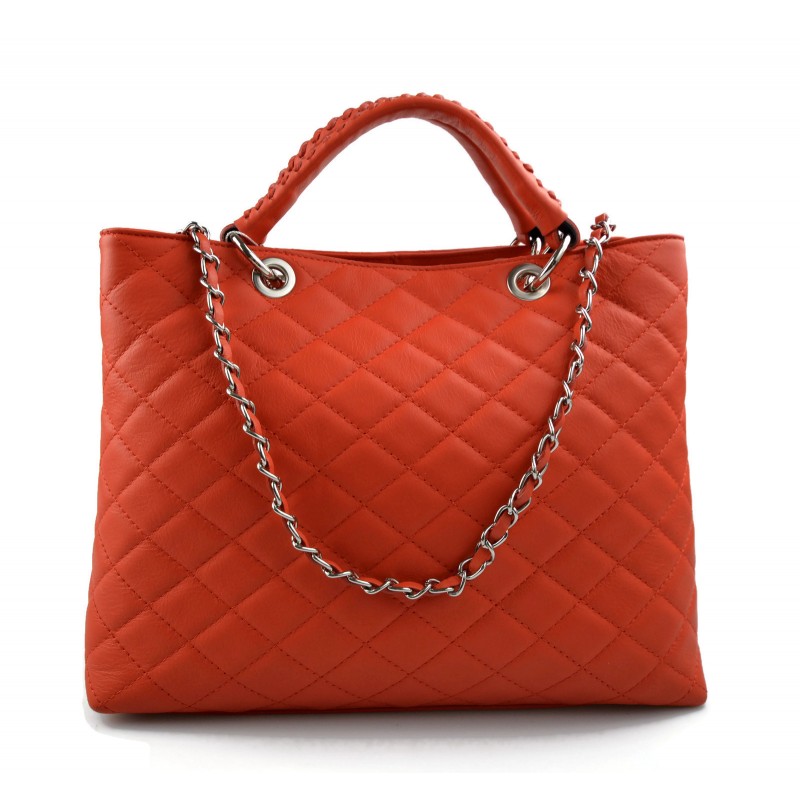 coral leather purse