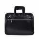 Leather folder A4 document file folder A4 black leather zipped document folder bag with handles and shoulder strap