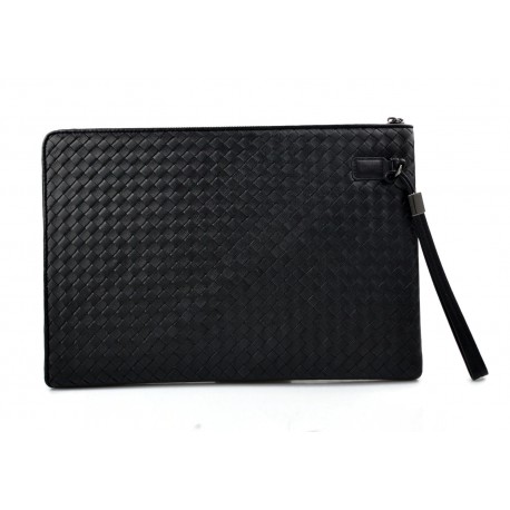 Cartella pelle portadocumenti pelle intrecciato porta tablet in pelle chiusura zip vera pelle nero