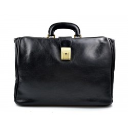 Doctor bag black leather handbag men leather bag women briefcase