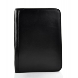Leather folder office document folder A4 black leather zipped document