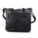 Ladies buffalo leather black handbag womens shoulder bag leather satchel