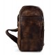 Mens waist leather shoulder bag hobo bag travel back dark brown