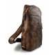 Mens waist leather shoulder bag hobo bag travel back dark brown