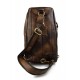 Mens waist leather shoulder bag hobo bag travel back dark brown