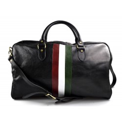 Leder reisetasche Italienische Flagge Leder Handgepäck schwarz