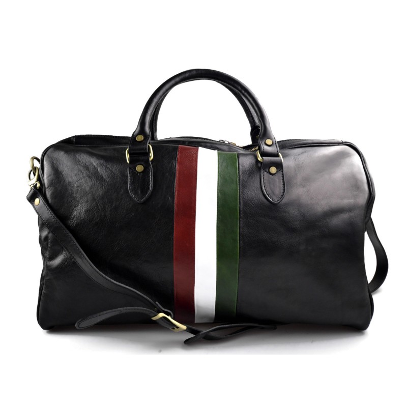 antiguo deletrear Emperador Bolsa viaje piel bolso equipaje bandera italiana bolsa cabina negro