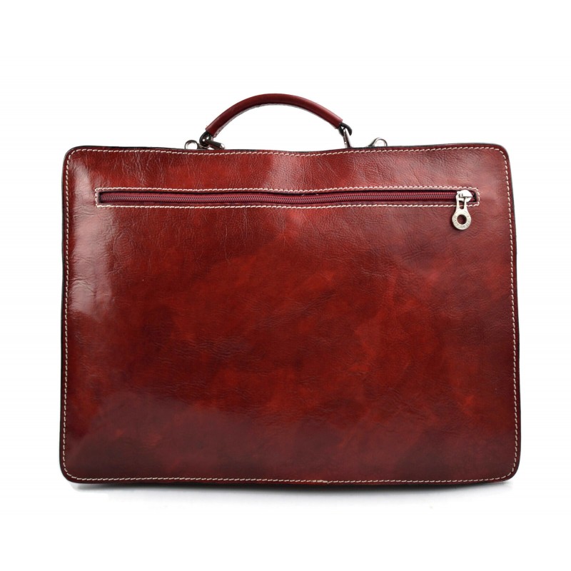 red envelope leather messenger bag