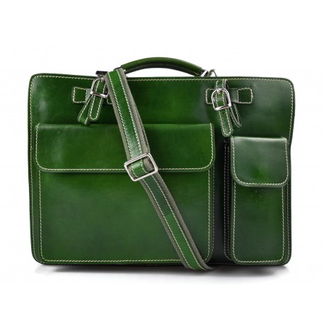 Carpeta de cuero bolso cartera de cuero bolso de hombre bolso de mujer bolso de piel messenger verde