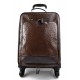 Leather trolley coffee travel bag weekender overnight leather bag with 4 wheels leather cabin luggage airplane bag