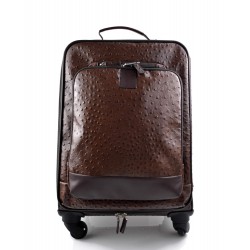 Leather trolley coffee travel bag weekender overnight leather bag with 4 wheels leather cabin luggage airplane bag
