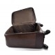 Leather trolley coffee travel bag weekender overnight leather bag with 4 wheels leather cabin luggage airplane bag