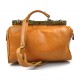 Ladies leather handbag doctor bag handheld shoulder bag yellow made in Italy genuine leather bag