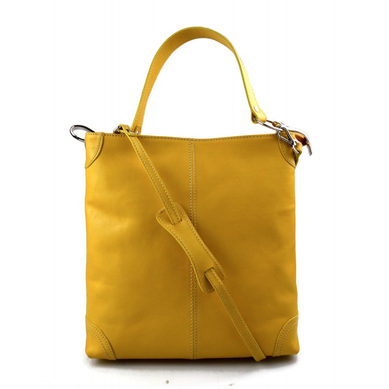 Leather ladies handbag shoulder bag luxury leather bag yellow