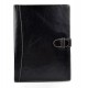 Leather folder A4 document file organiser office portofolio black