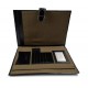 Leather folder A4 document file organiser office portofolio black