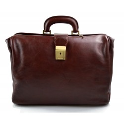 Doctor bag brown leather handbag men leather bag women briefcase