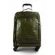 Leather trolley green travel bag weekender overnight leather bag with 4 wheels leather cabin luggage airplane bag