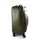 Leather trolley green travel bag weekender overnight leather bag with 4 wheels leather cabin luggage airplane bag