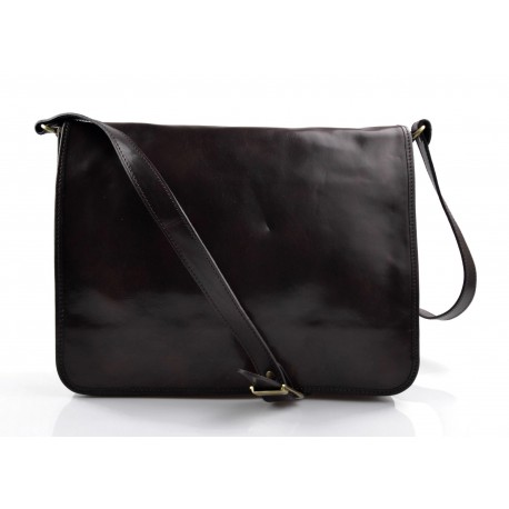 Bolso messenger de piel bolso de hombre piel bolso de mujer marròn oscuro