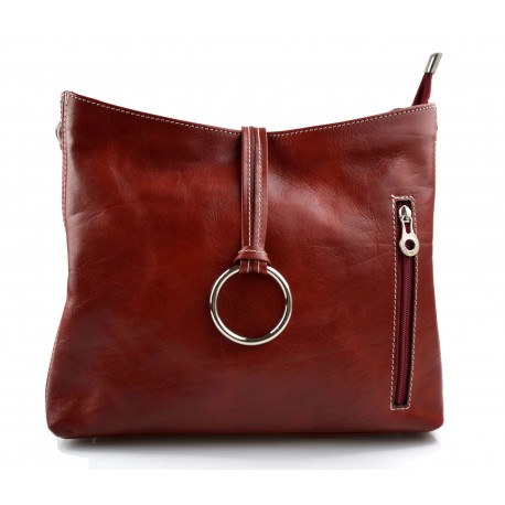 Sacoche femme sac à main en cuir sacoche de cuir besace bandoulière traverser sac d'èpaule cuir vèritable rouge