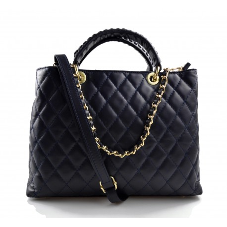 Bolsa cuero mujer bolso espalda en piel mujer bolso bandolera azul oscuro