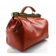 Ladies leather handbag doctor bag handheld shoulder bag orange made in Italy genuine leather bag