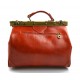 Ladies leather handbag doctor bag handheld shoulder bag orange made in Italy genuine leather bag