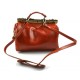 Ladies leather handbag doctor bag handheld shoulder bag orange made in Italy genuine leather bag