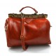 Ladies leather handbag doctor bag handheld shoulder bag orange made in Italy genuine leather bag