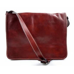 Leather messenger bag men women leather bag leather shoulder bag red