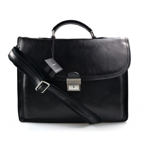 Leather briefcase office bag men women bag business black