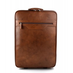 Leather trolley travel bag weekender overnight leather bag brown
