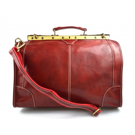 Sac docteur voyage en cuir doctor bag cuir sacoche femme homme rouge sac à main en cuir sac femme