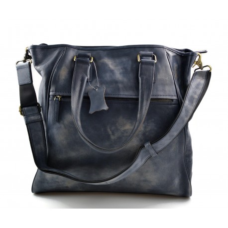 Sacoche femme sac à main en cuir sacoche de cuir bleu