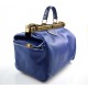 Ladies leather handbag doctor bag handheld shoulder bag blue made in Italy genuine leather bag