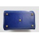 Ladies leather handbag doctor bag handheld shoulder bag blue made in Italy genuine leather bag