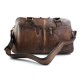 Dark brown washed leather travel bag leather duffle bag