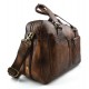 Dark brown washed leather travel bag leather duffle bag