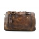 Dark brown washed leather travel bag leather duffle bag