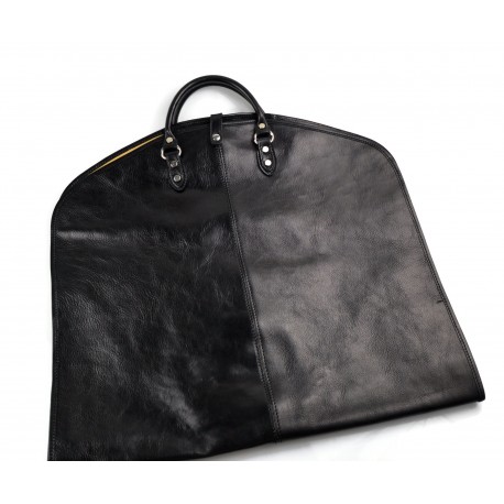 Sac en cuir vêtement cuir de voyage sac fourre-vêtement avec poignées costume sac de vêtement suspendus sac de vêtement noir