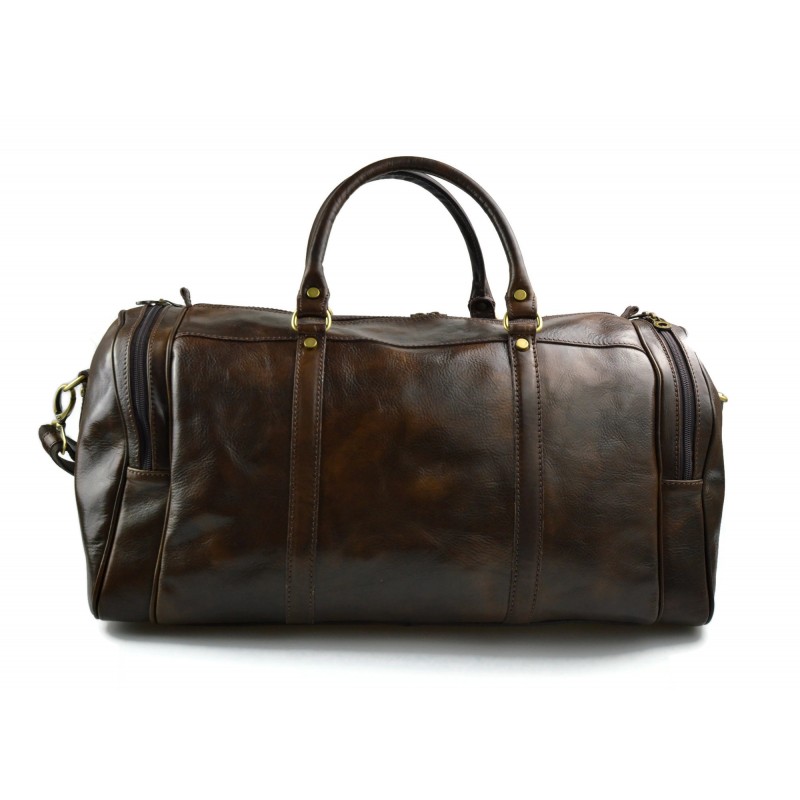 Mens leather duffle bag dark brown shoulder bag travel bag luggage