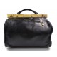 Ladies leather handbag doctor bag handheld shoulder bag black made in Italy genuine leather bag