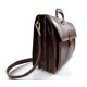 Leather briefcase office handbag mens woman shoulderbag brown