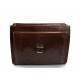 Leather briefcase office handbag mens woman shoulderbag brown