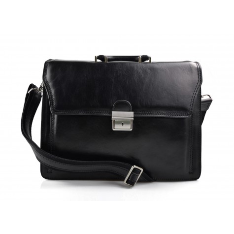 Bolso de cuero bolso messenger de piel negro